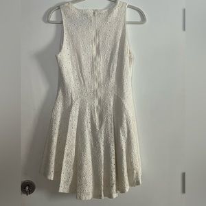 White graduation dress, pleated below waist